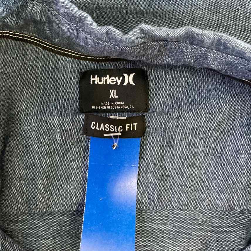 Hurley Size XL Blue Preloved MENS Button Down Shirt