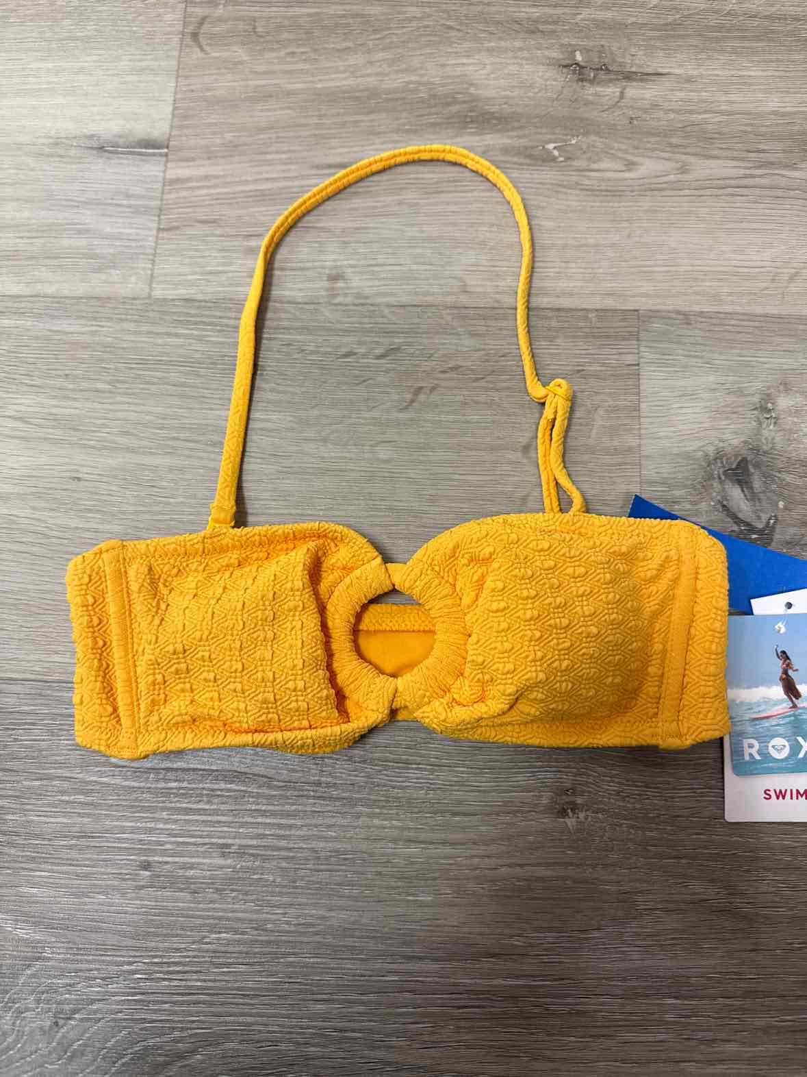 Roxy Size XS Haleiwa Textured Bandeau Bikini Top - Yellow