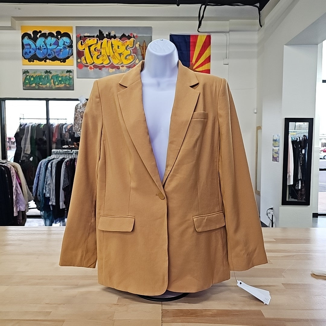 Dkny Petite Long Sleeve One-Button Blazer - Whiskey