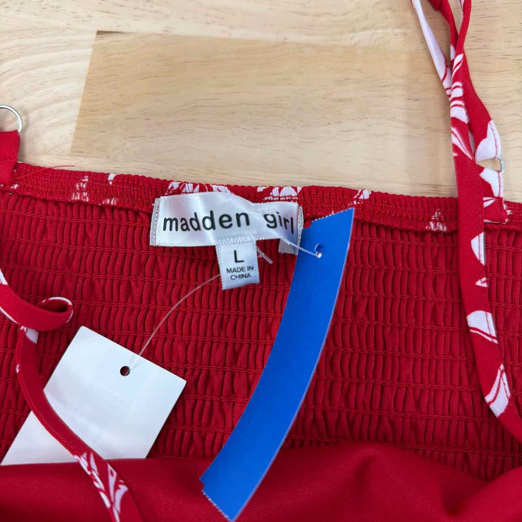Madden Girl Size L Hibiscus Bandana Top