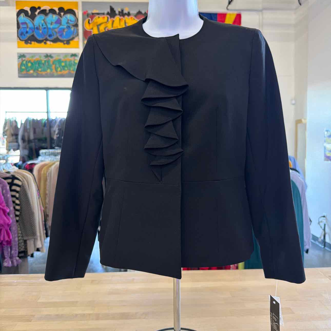 Le Suit Women's Cascade Ruffle Skirt Suit, Regular & Petite - Black