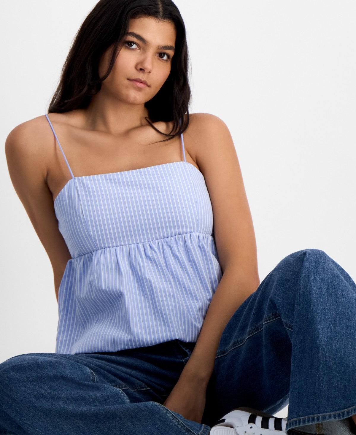 Madden Girl Size L Poplin Bubble Tank Top