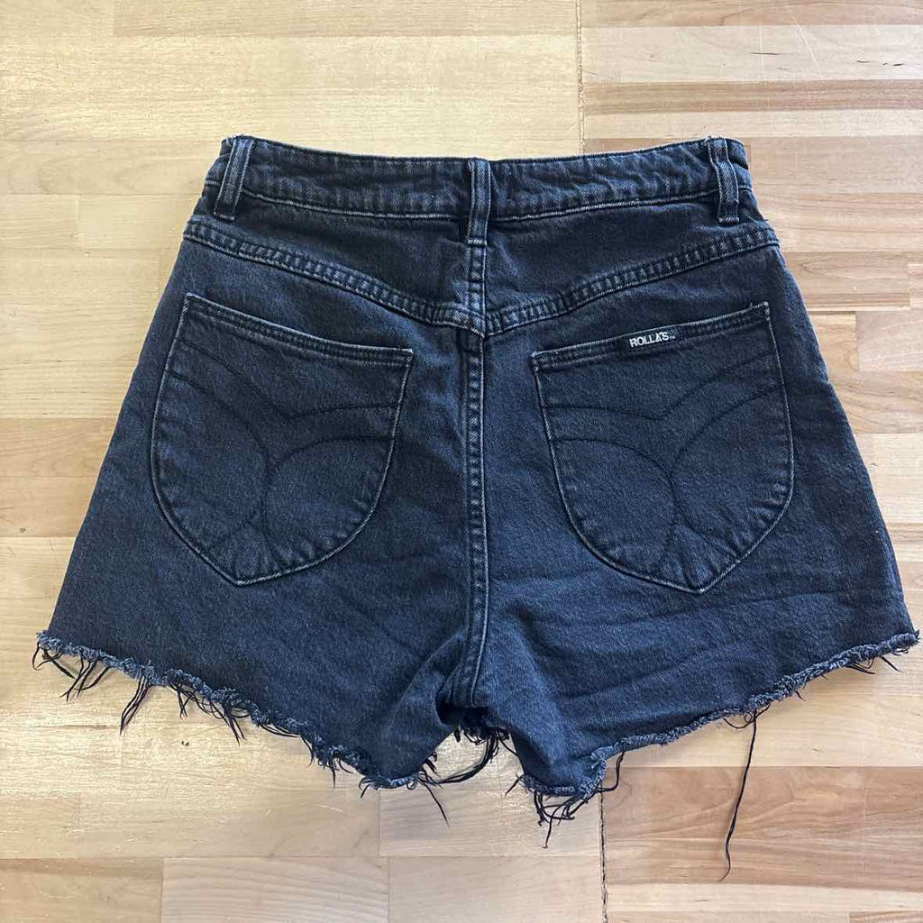 Rolla's Women Size 27 Black Denim Preloved Shorts