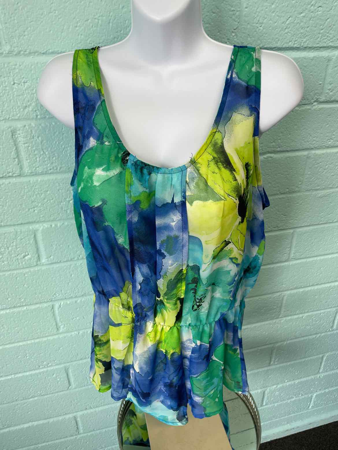 Chenault Size L Blue & Green Sleeveless