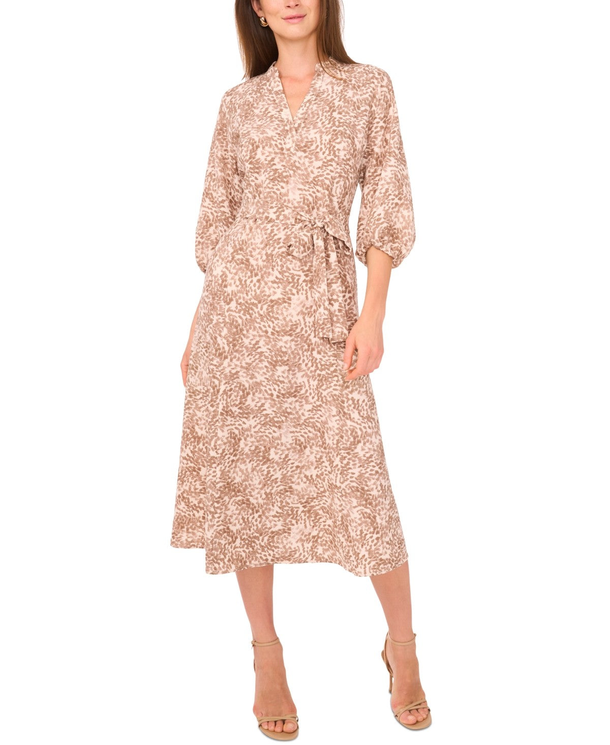 Vince Camuto XL V Neck Three Quarter Sleeve MIDI Dress