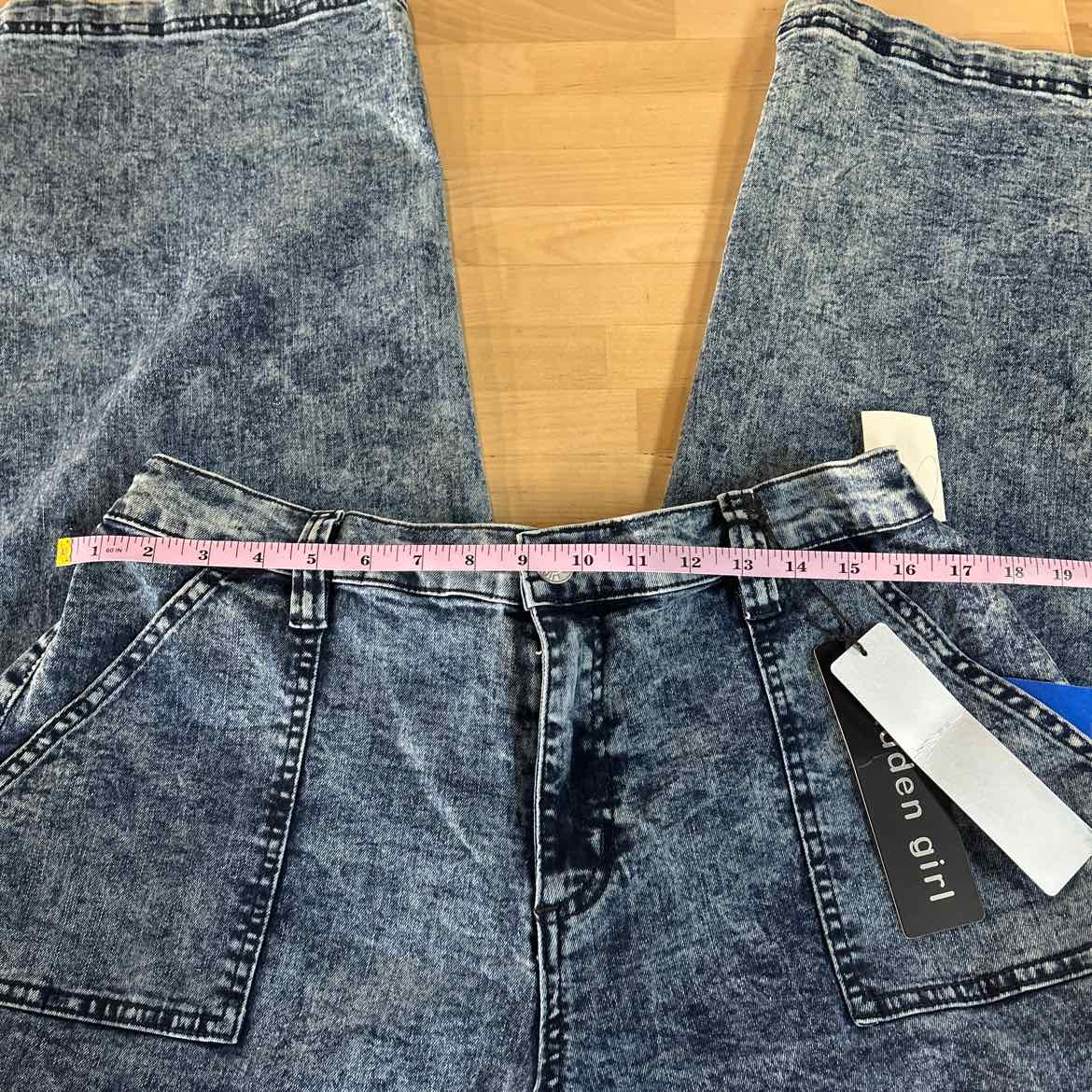 Madden Girl Size XL Wide-Leg Cargo Skater Jeans - Dark Wash