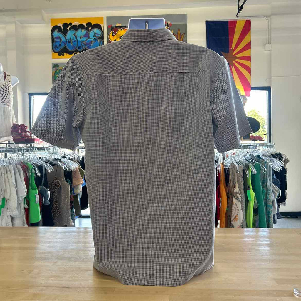 Quicksilver Size S Black White Preloved MENS Button Down Shirt