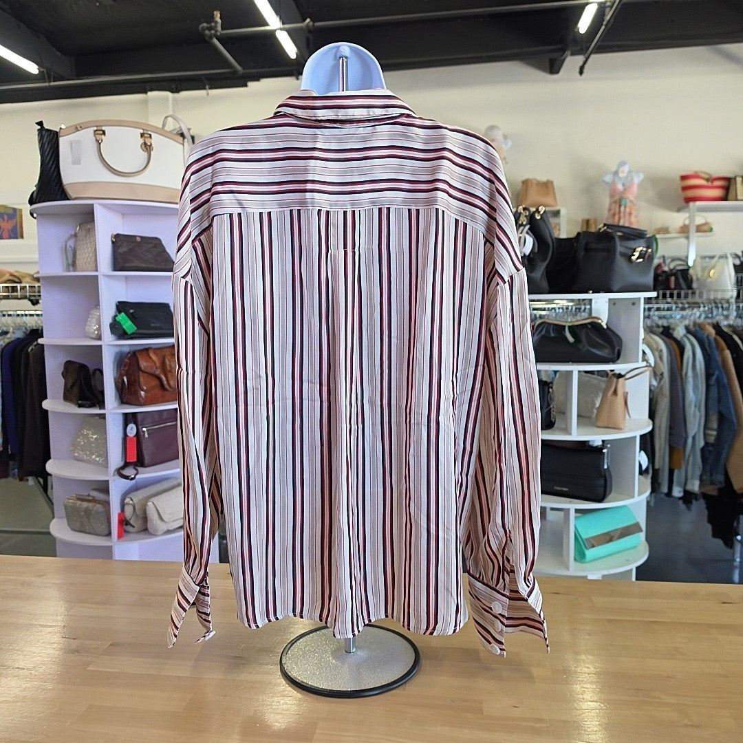 Free People Size S Tan Red Preloved Button Down LS