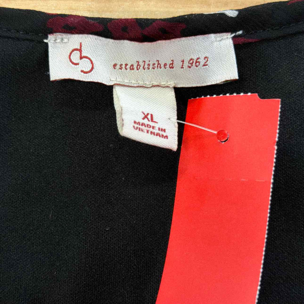 Dressbarn Size XL Black & Burgandy Used Blouse