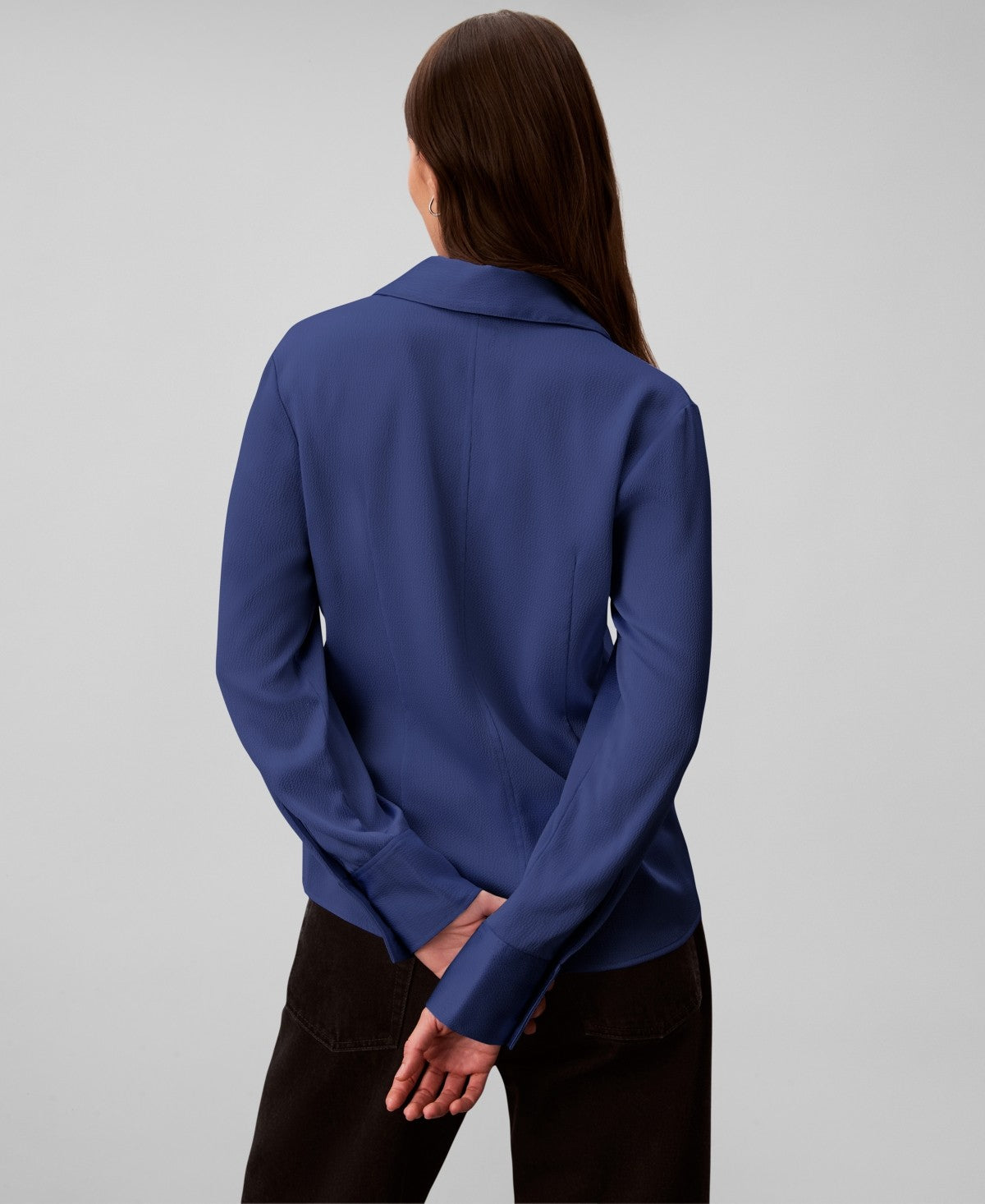 Calvin Klein Women's Hammered Fitted Collared Shirt - Steel Beams