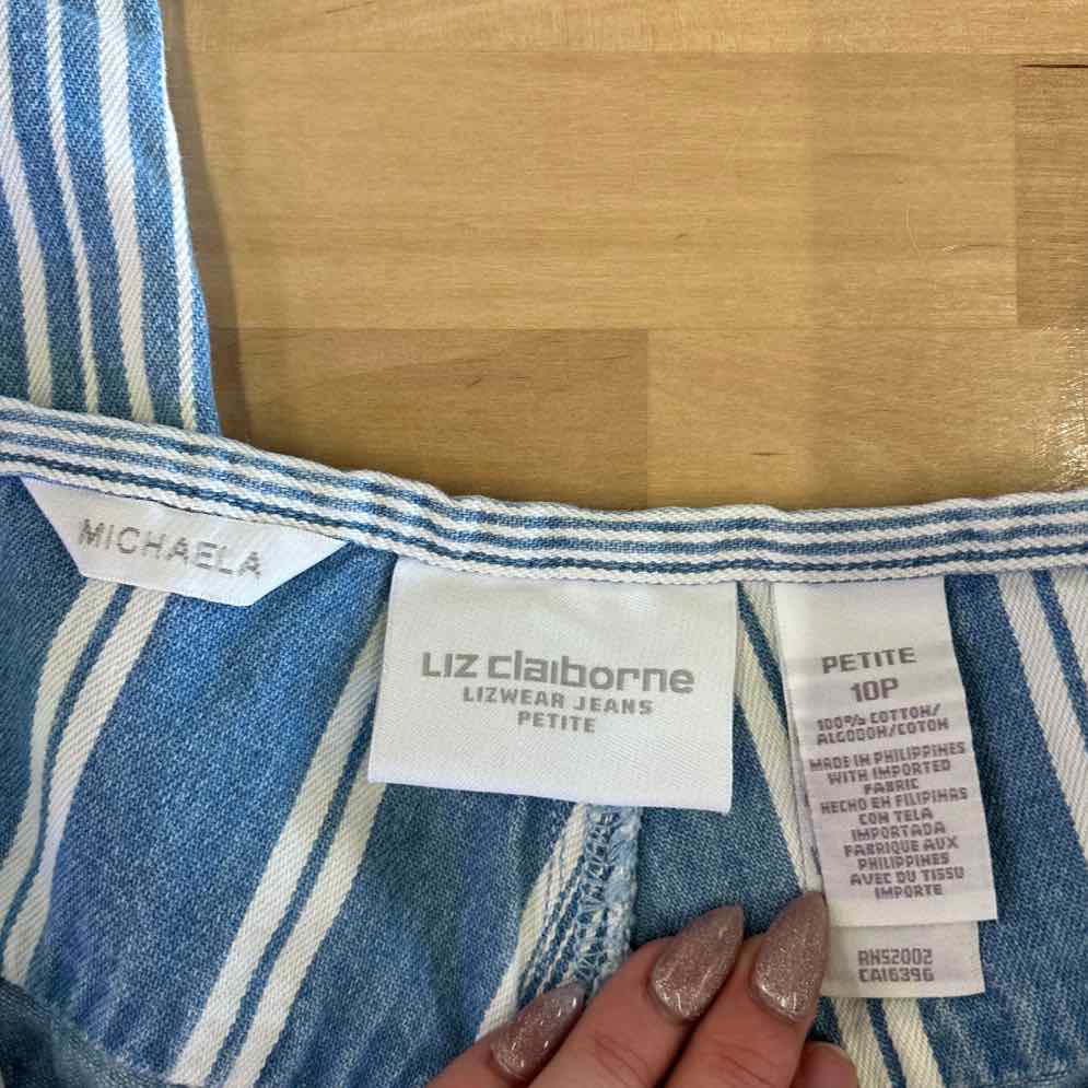 Liz Claiborne Size 10P Blue White Preloved Capris