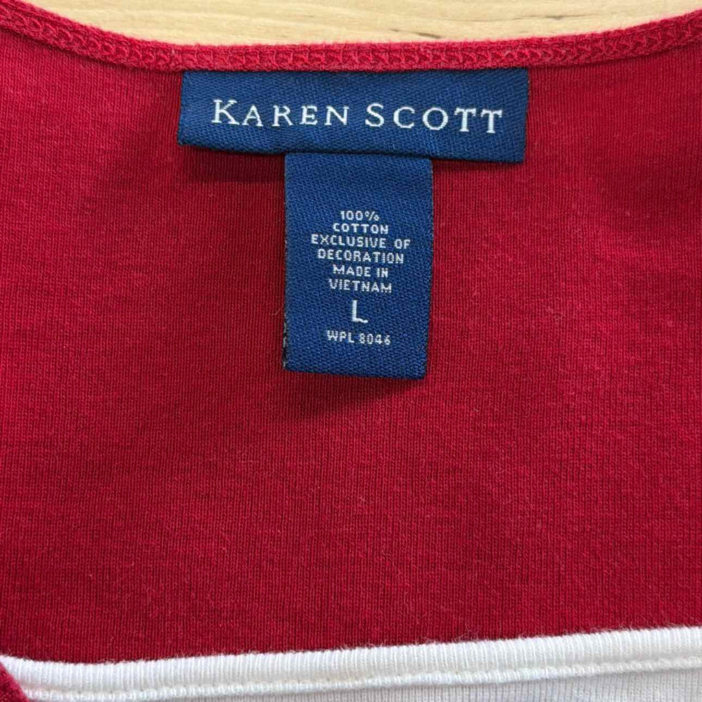 Karen Scott Size L Red Preloved T-shirt