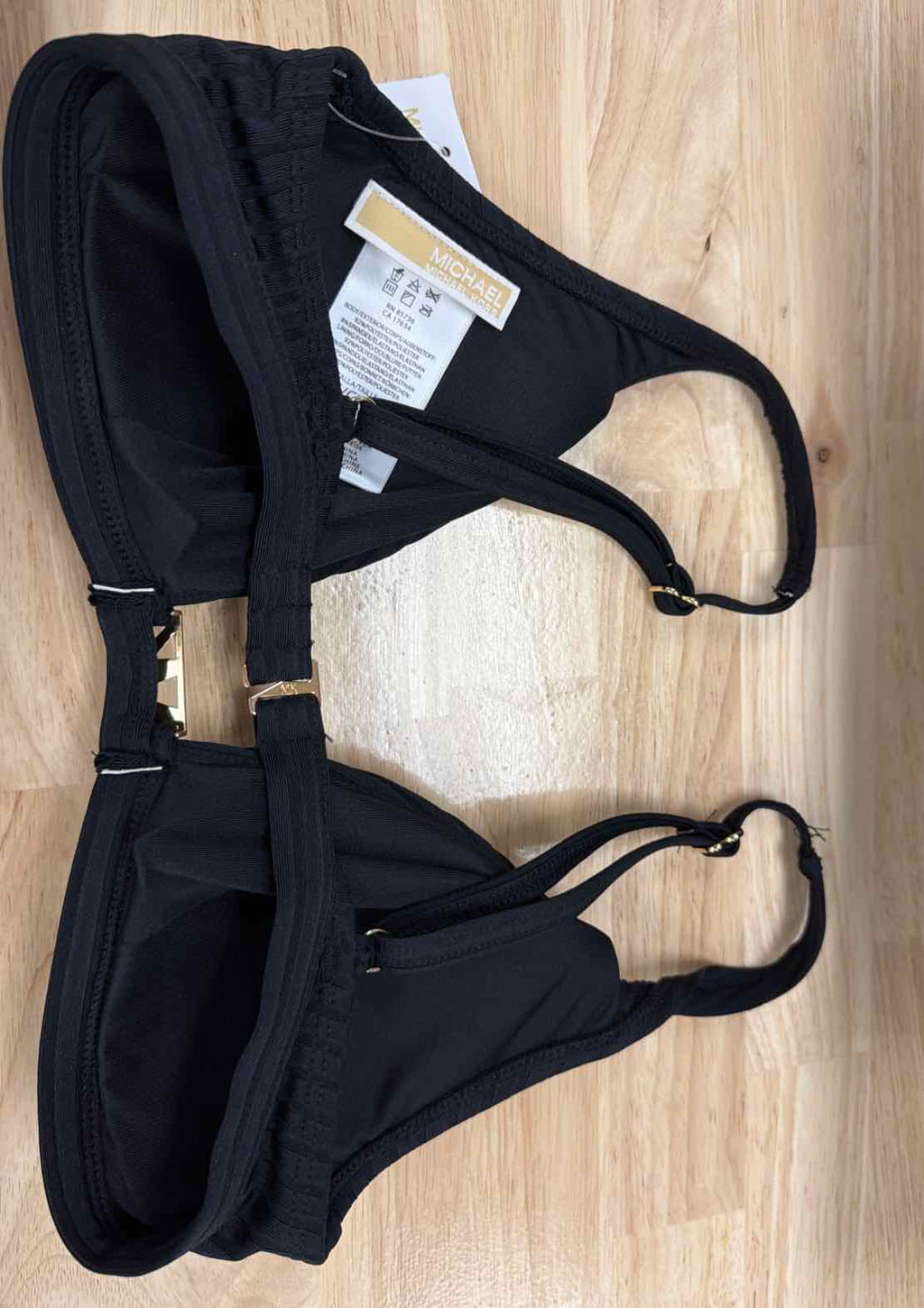 Michael Kors Size S Ribbed Hardware V-Neck Bikini Top