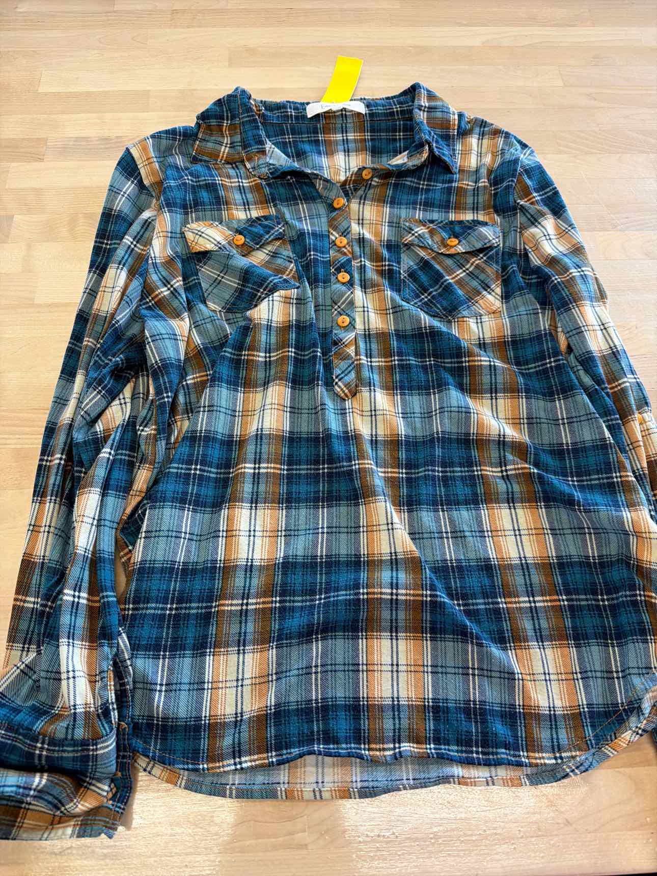 Eden & Olivia Size XL Blue & Orange Button Down Shirt