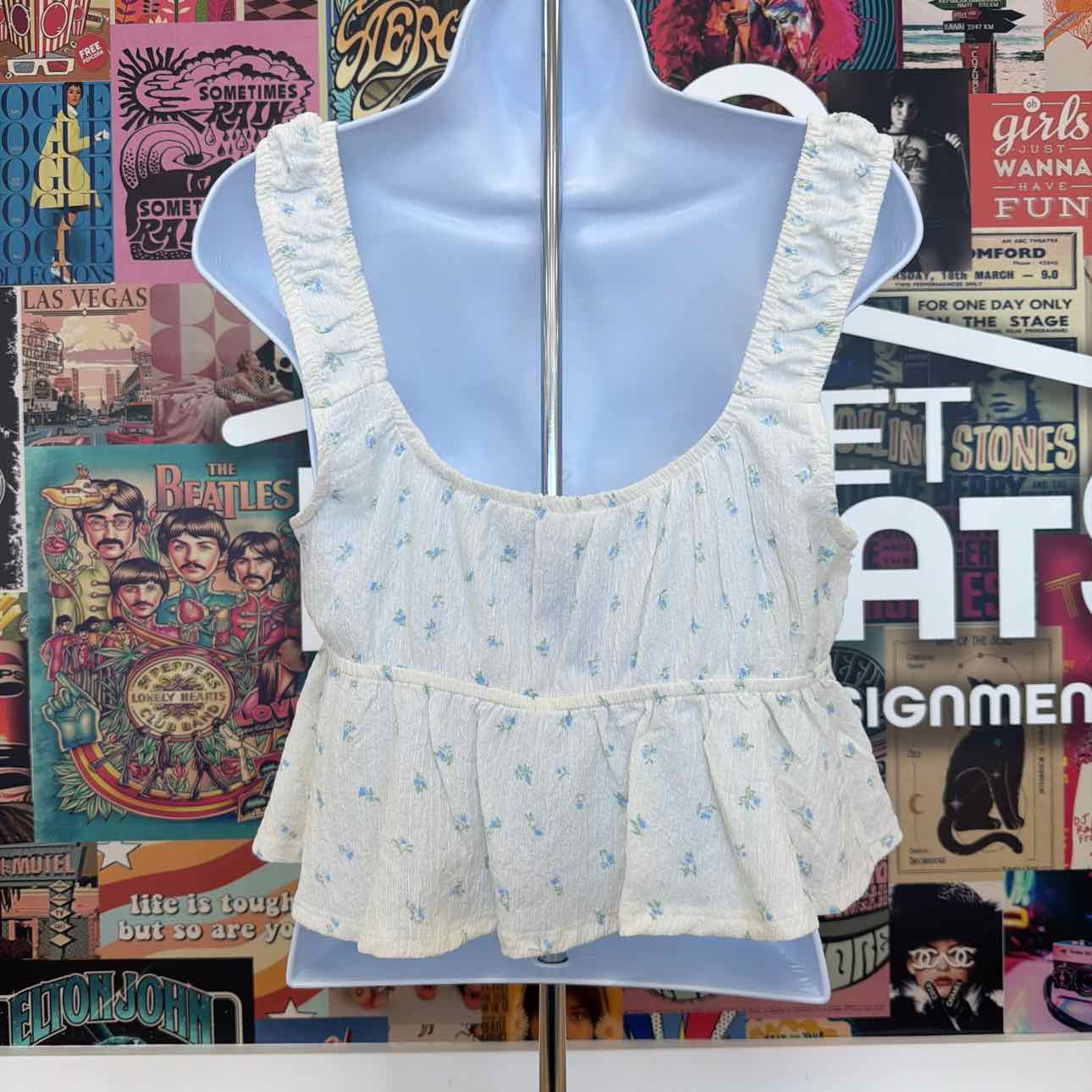 pink rose Size L White Blue New Tank