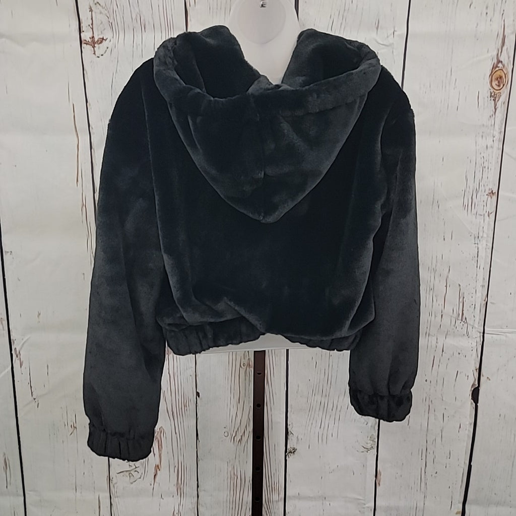 Planet Heart Size M Faux-Fur Cozy Zip-Front Jacket - Black NWT