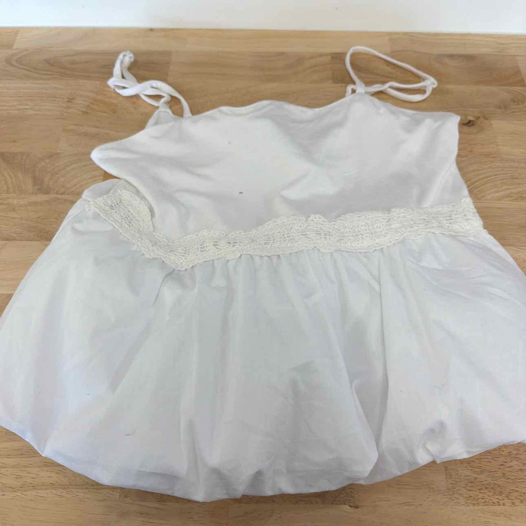 BCX Size M Solid Poplin Bubble-Peplum Square-Neck Top