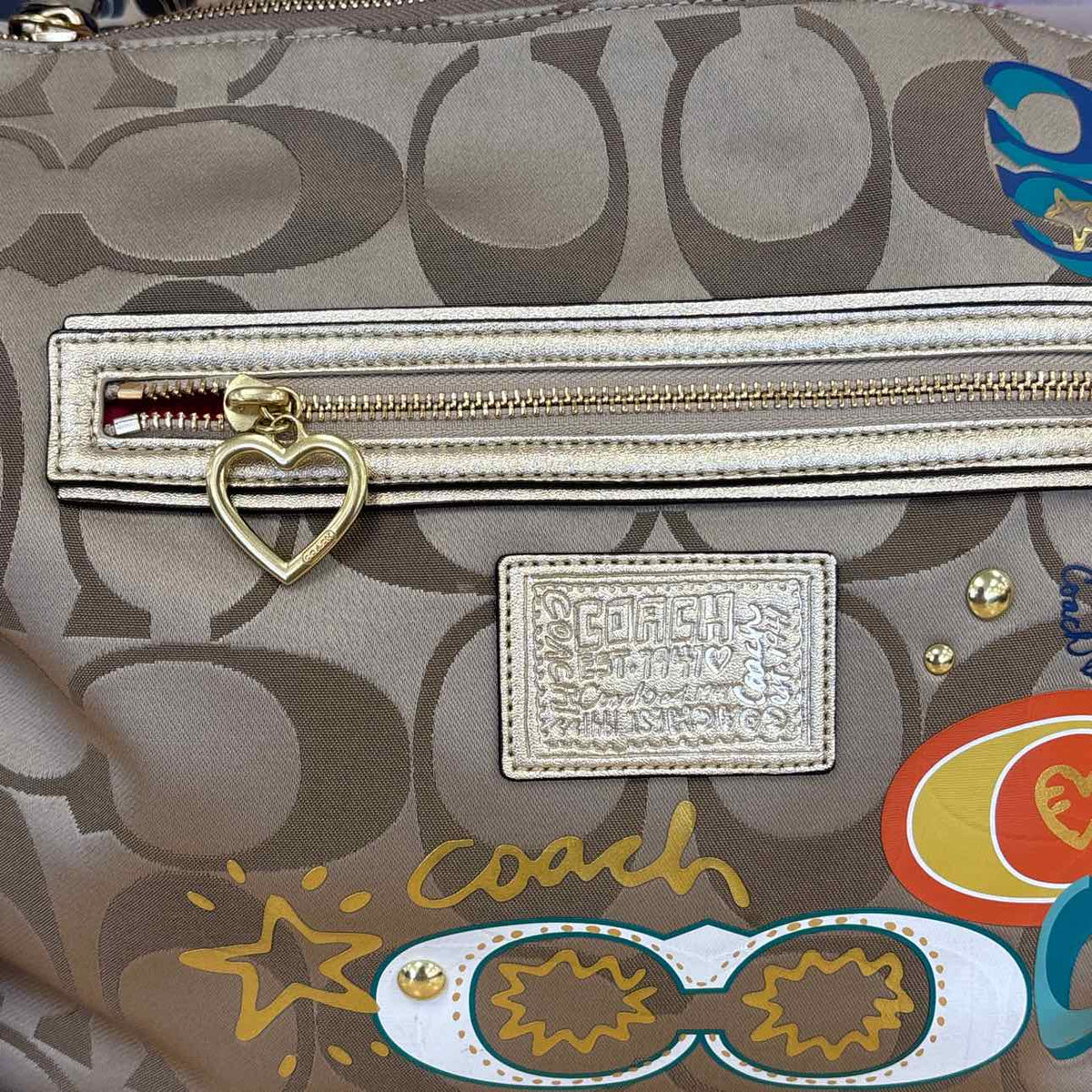 Coach gold print Preloved Handbag