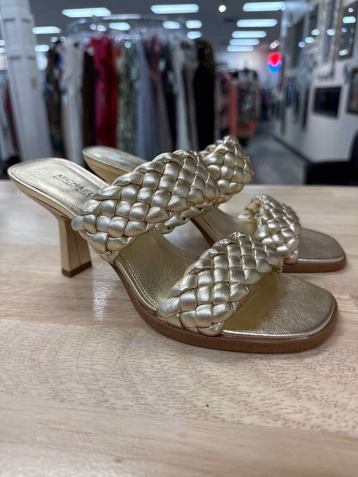 Michael Kors Size 7 Gold Nadia Metallic Braided Mules  NWOT