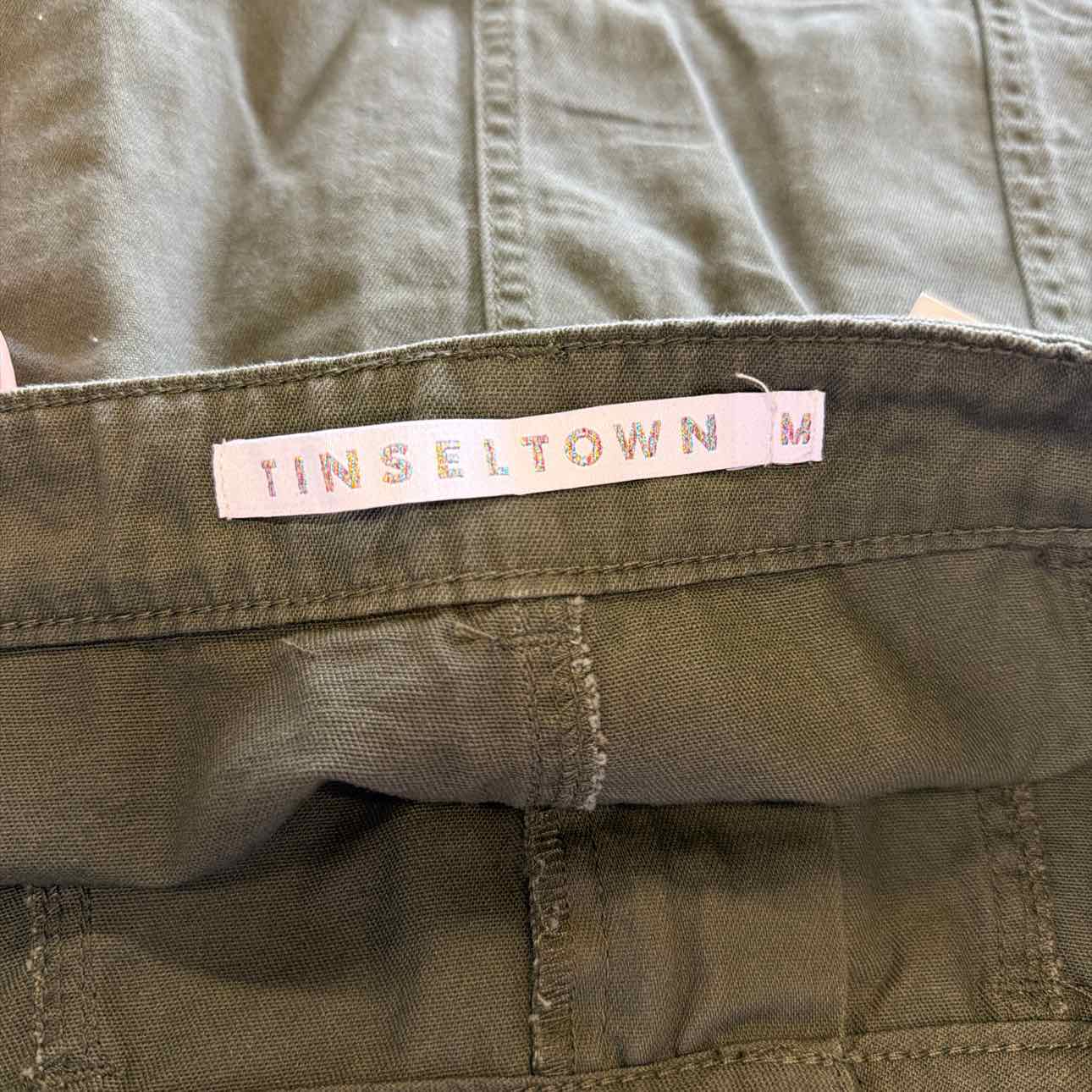 Tinseltown Juniors' Cotton Denim Cargo Miniskirt - Olive