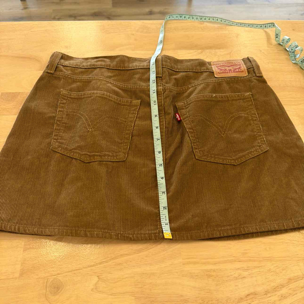 Levi's Size 31 Brown Corduroy a-Line Button Front Mini Skir
