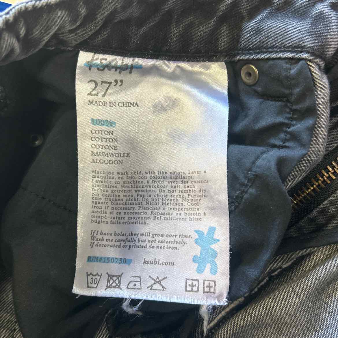 KSUBI Size 27 Black Cotton Preloved Jeans
