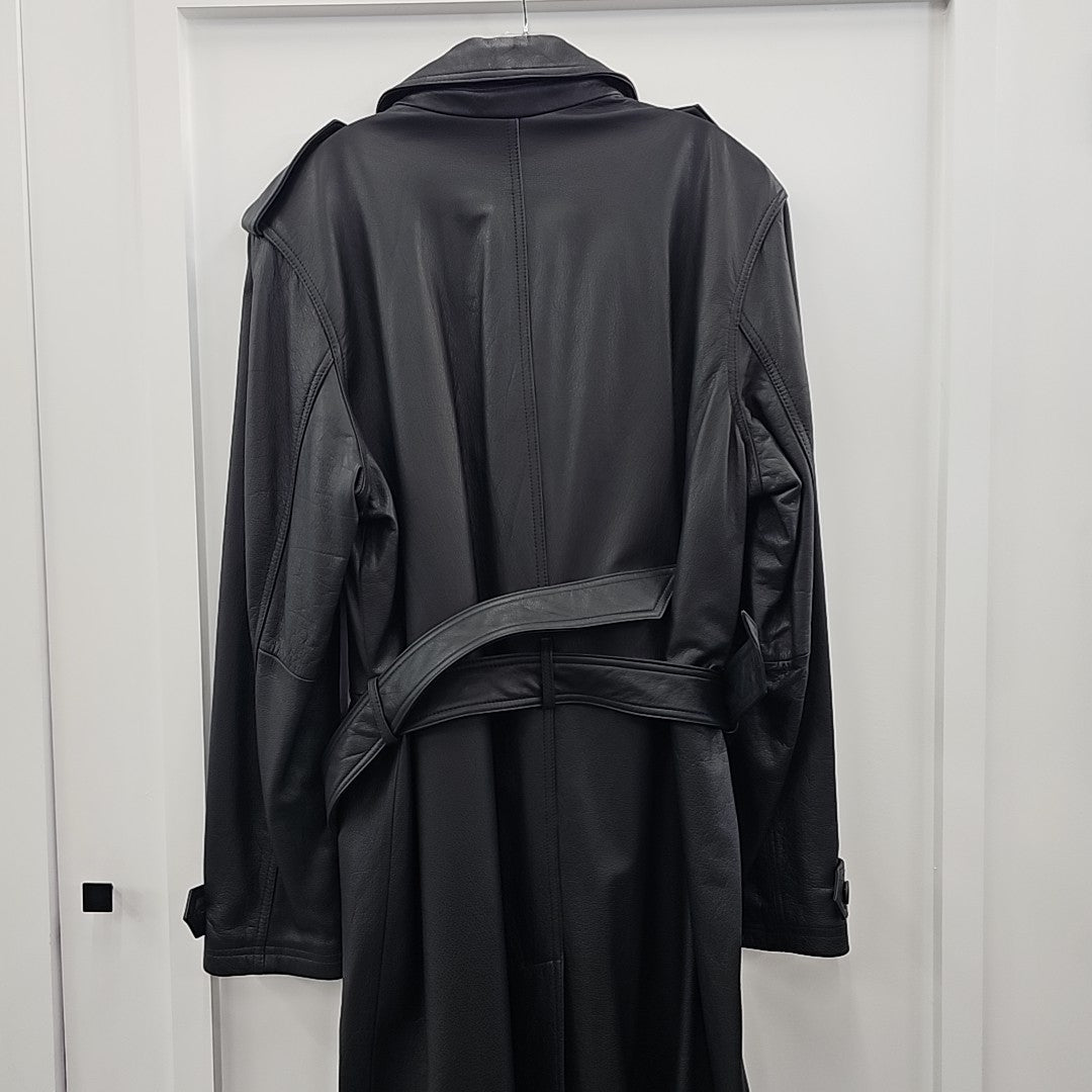 Wilsons Leather Size XL Black Trenchcoat
