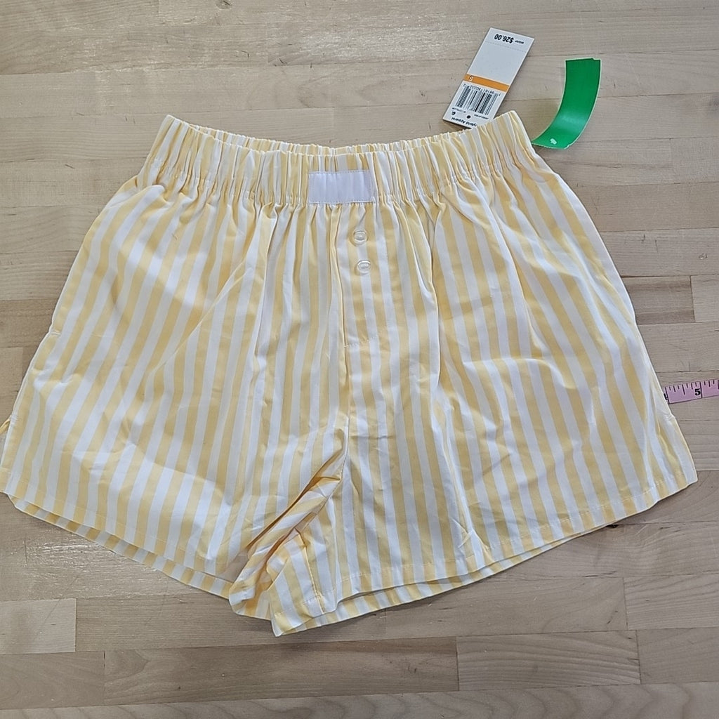 Love Tribe Juniors' Striped Cotton Boxer Shorts - White/Yellow - S