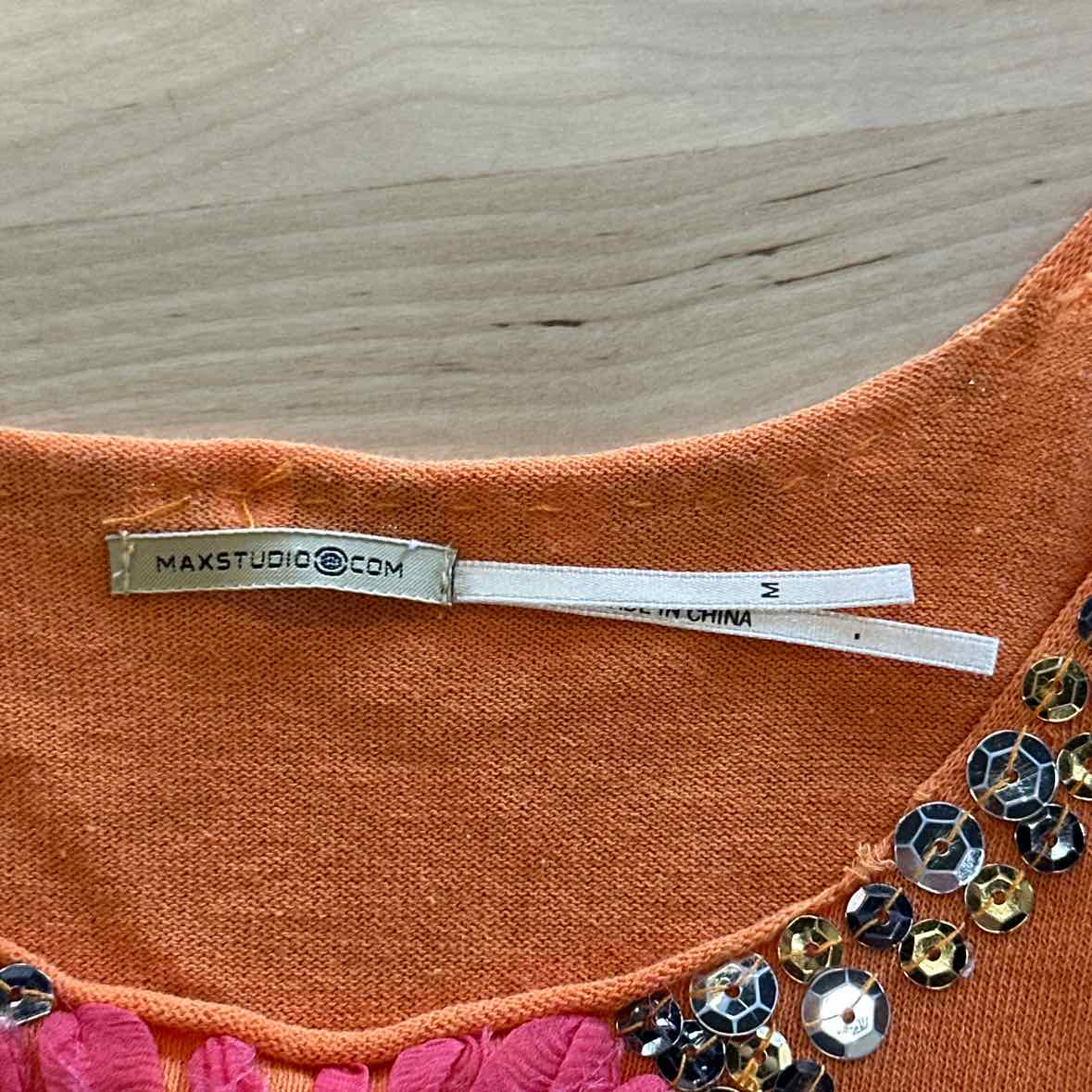Max Studio Size M Orange Sequined Tank
