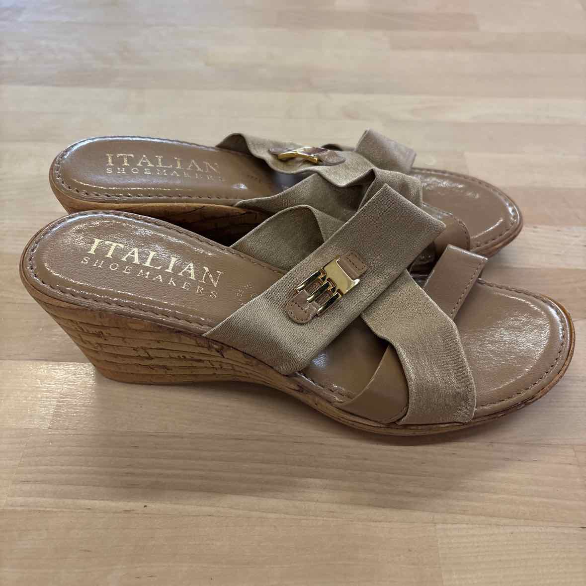 Italian Shoemakers Size 8.5 Beige Used Wedges