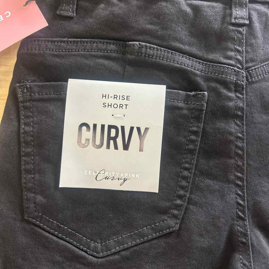 Celebrity Pink Juniors' 4" High-Rise Curvy Denim Shorts - Black - 0