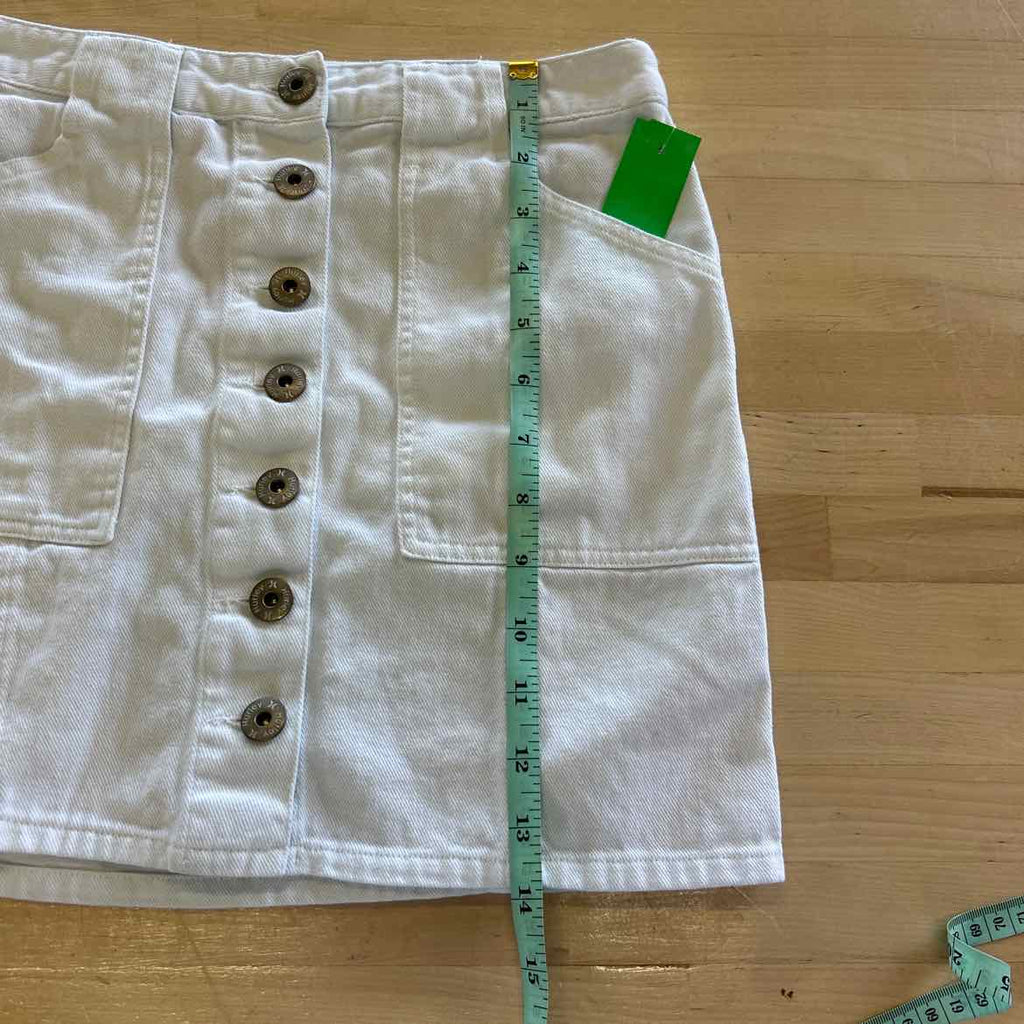 Hurley Size 24 White Denim Preloved Skirt