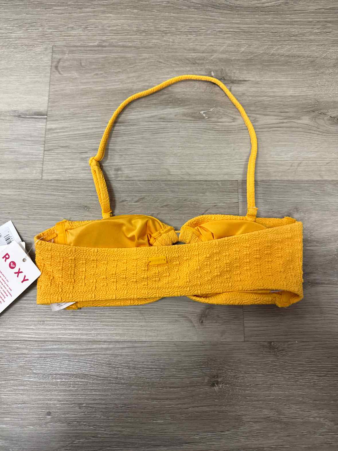 Roxy Size S Haleiwa Textured Bandeau Bikini Top - Yellow