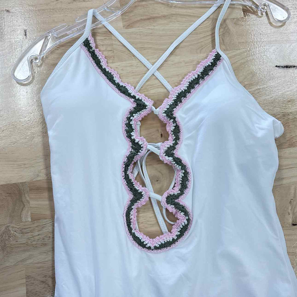 becca Size L White & Pink Swimsuit