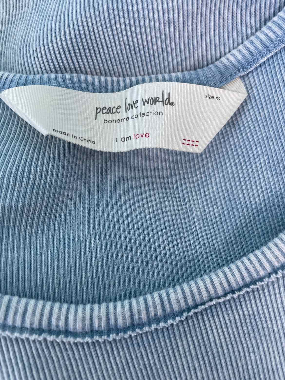 Peace Love World Size XS Powder Blue Tank