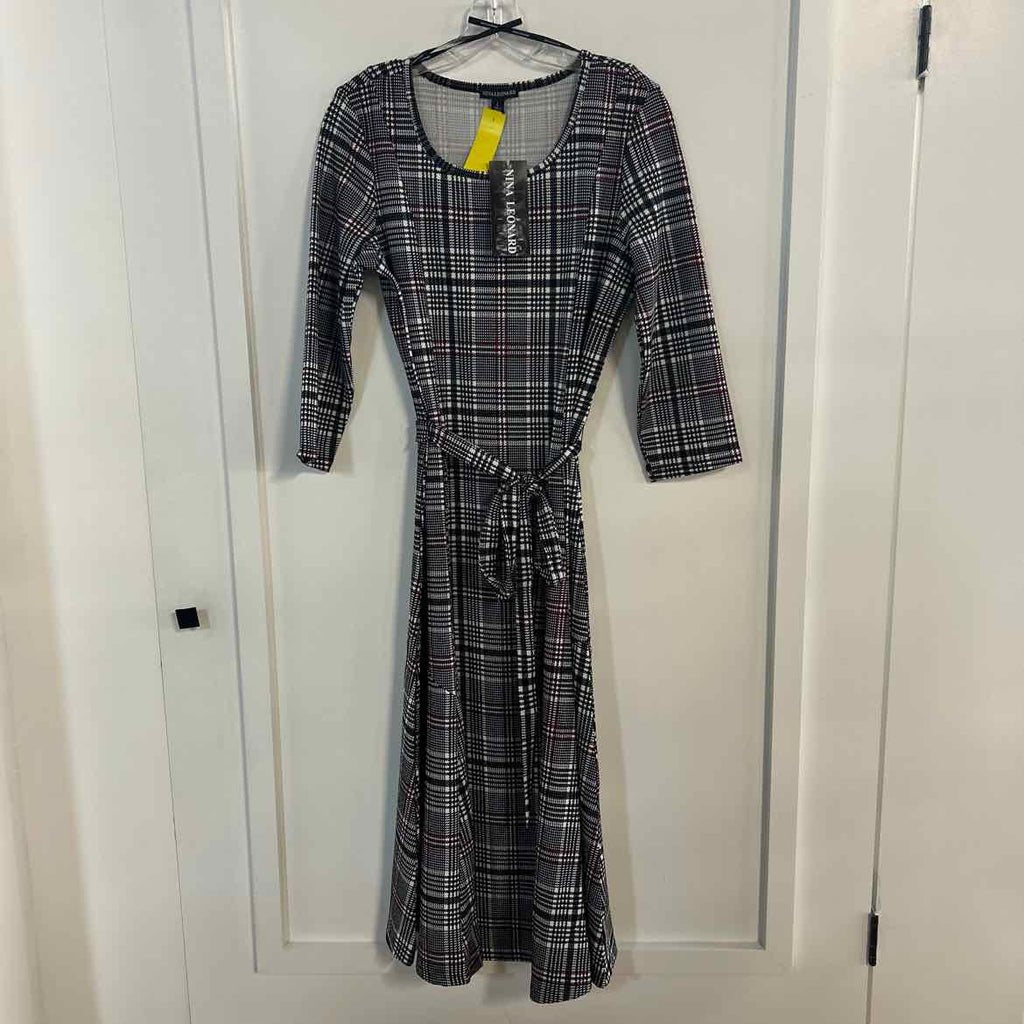 Nina Leonard Size L Black White Red Preloved Dress