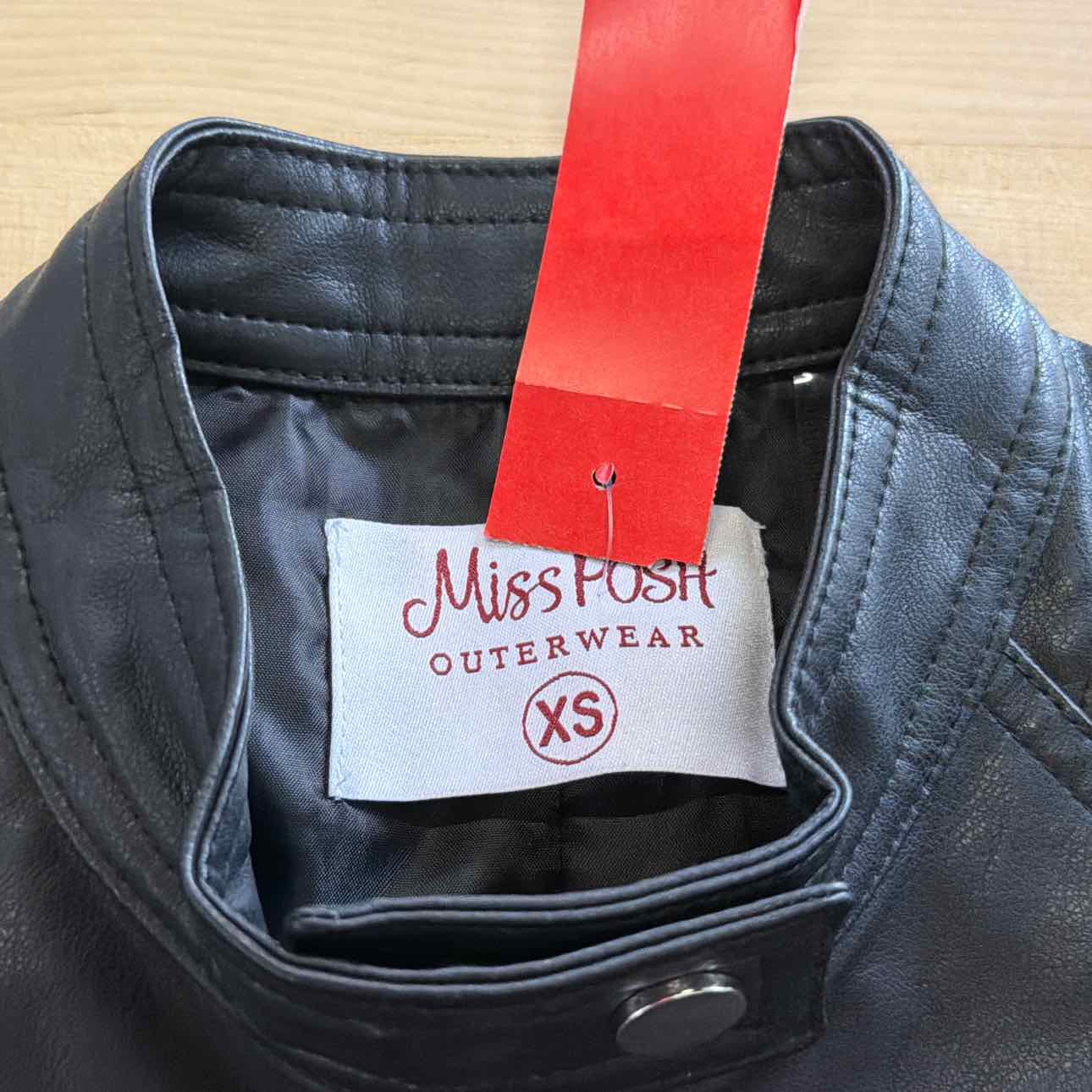 Miss Posh Size XS Black Leather Preloved Jacket
