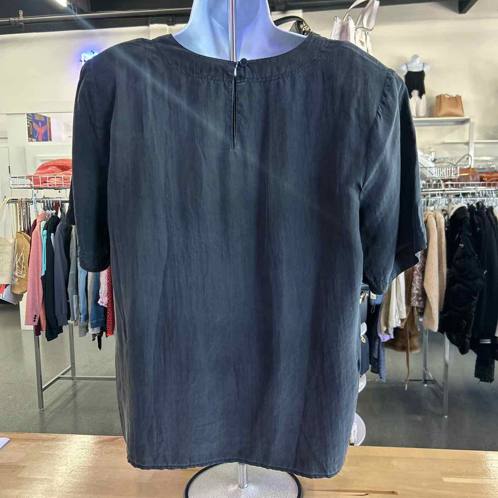 Silk Time Size L Black Silk Preloved Blouse SS