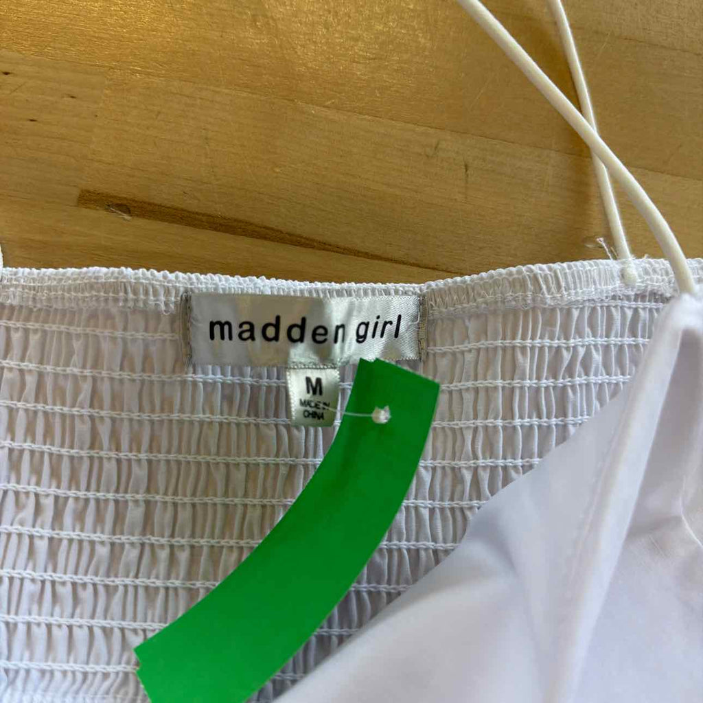Madden Girl Size M Poplin Bubble Tank Top - Bright White NWT