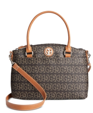 Giani Bernini Block Signature Mini Satchel - Brown Signature/Silver