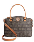 Giani Bernini Block Signature Mini Satchel - Brown Signature/Silver