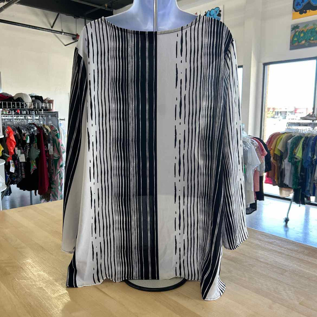 Avenue Size 18/20 Black/White Preloved Blouse LS