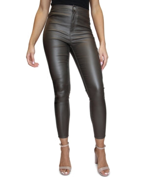 Almost Famous Size 13 Green Coated High-Rise Skinny Pants NWT