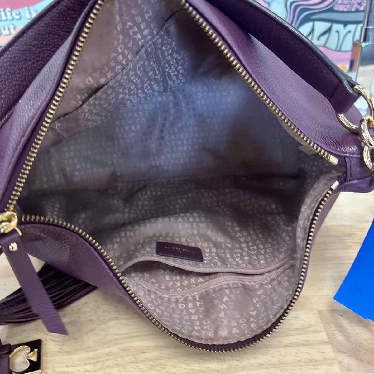 Kate Spade Plum Pebbled Leather Preloved Handbag