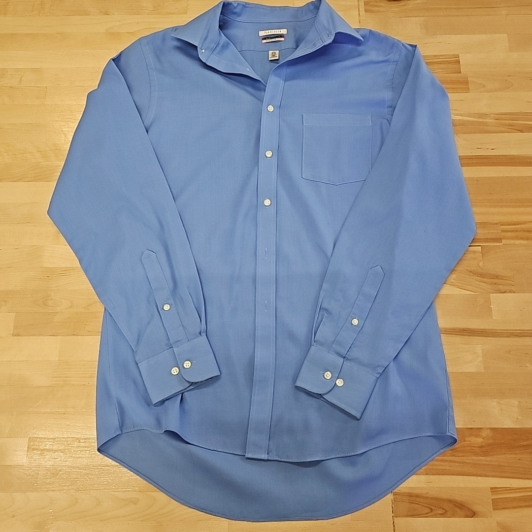 Van Huesen Size 34/35 Blue MENS Button Down Shirt