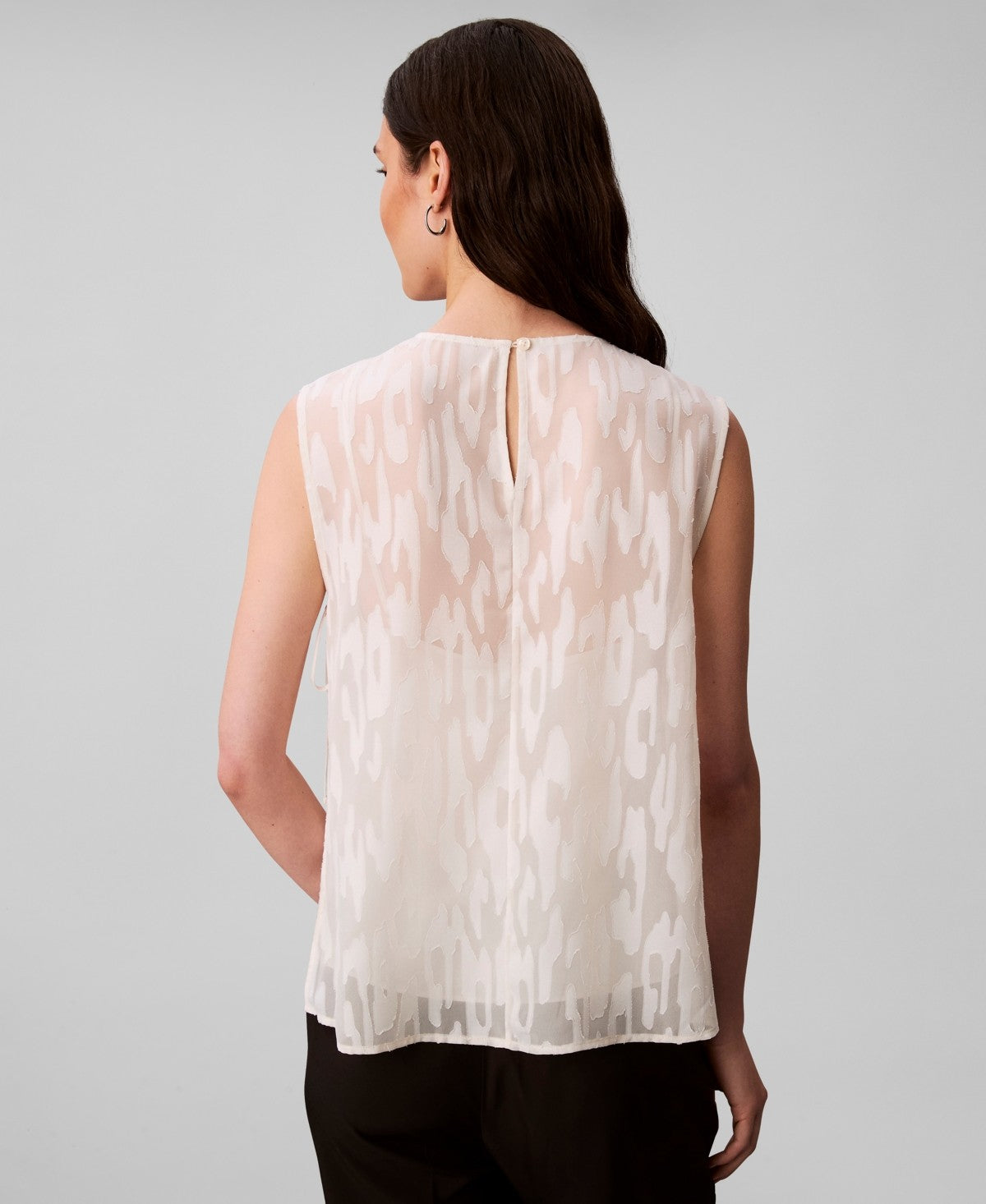 Calvin Klein Size XL Women's Sleeveless Burnout Blouse - Cream Burnout