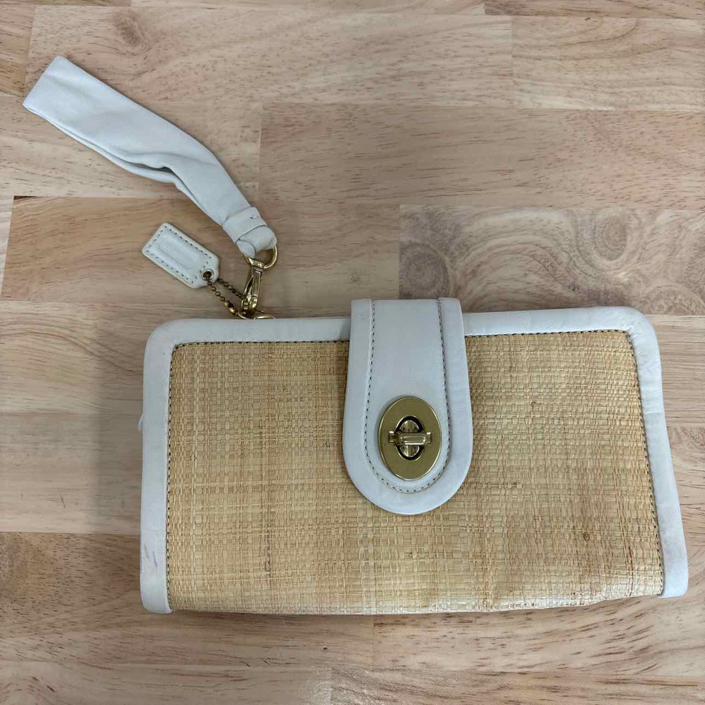 Coach Tan Straw Clutch