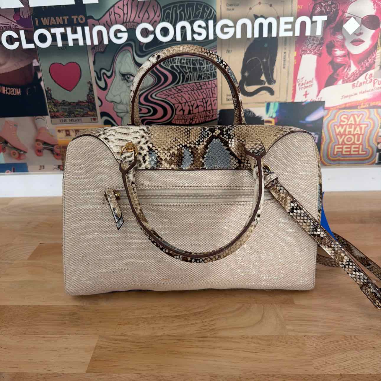 Anne Klein Tan Canvas Purse