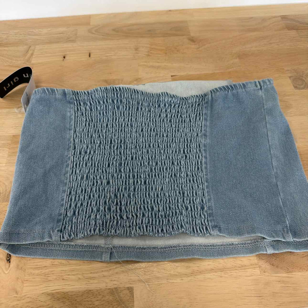 Madden Girl Size L Denim Tube Top - Light Wash
