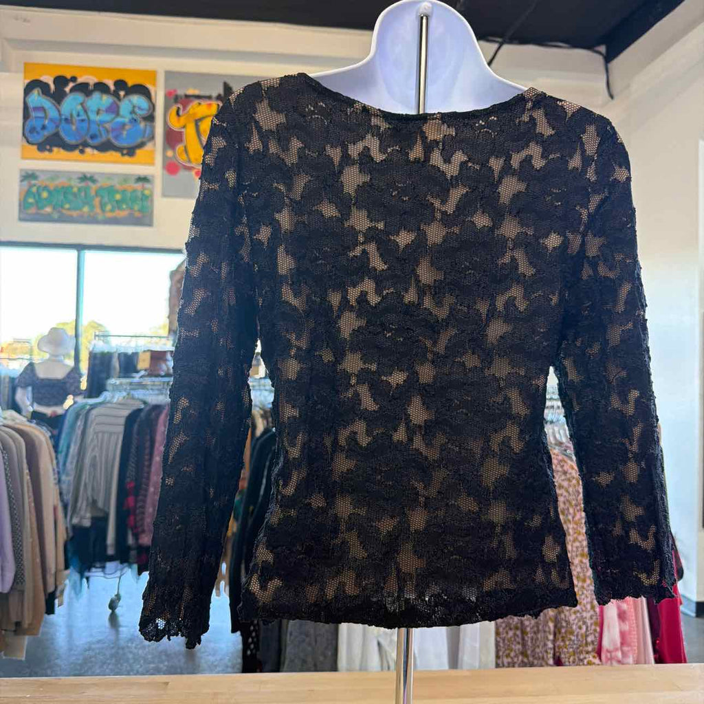 Coldwater Creek Size XS Black Lace Nylon Preloved Blouse